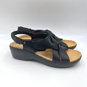 8.5N 8.5 NARROW WIDTH Clarks Womens‎ Black Comfort Sandals Shoes.